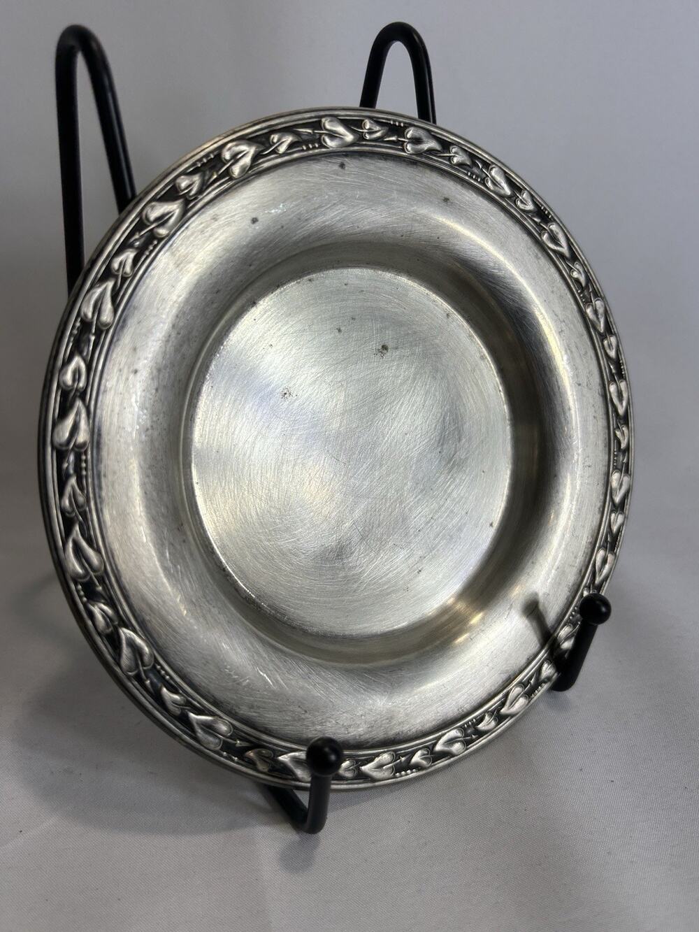 Vintage Wm Rogers Meadowbrook Silverplate Trinket Dish Heart Border